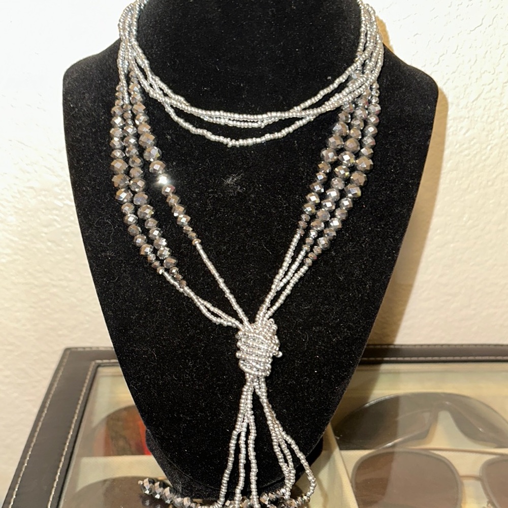 Elegant Silver Beaded Necklace